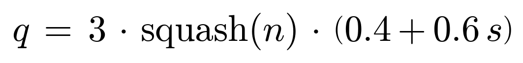 three times squash of n times 0.4 plus 0.6 s