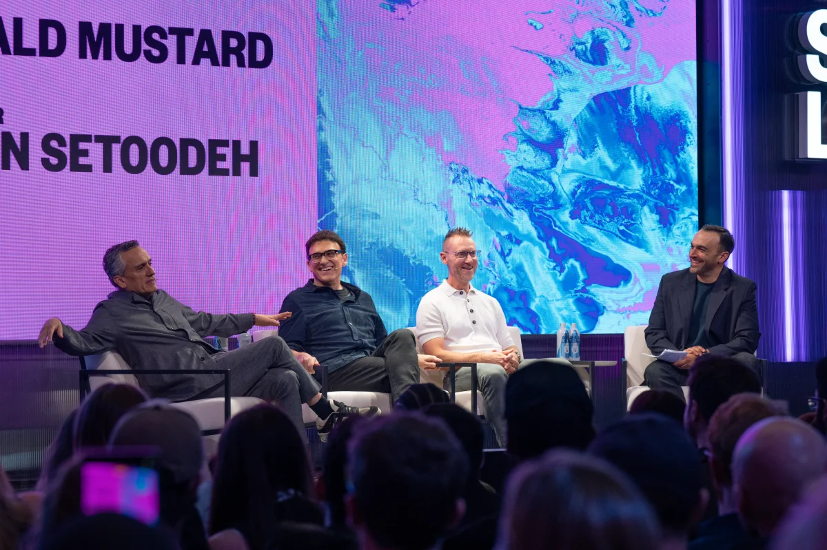 Joe and Anthony Russo onstage with Donald Mustard and Ramin Setoodeh at SXSW London 2026